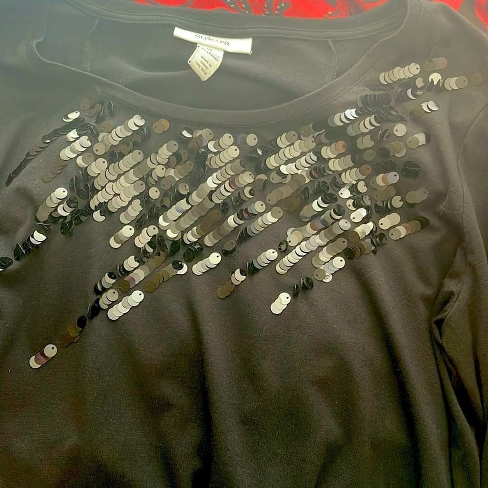 Style&Co Black Sequins Shirt Size XL - Picture 5 of 5